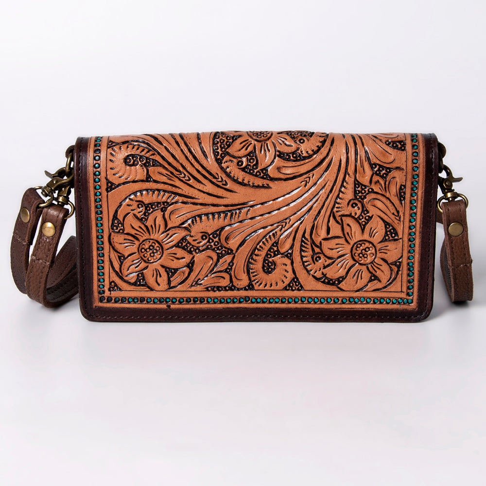 American Darling Organiser Hair-On Hand Tooled Genuine Leather Women Bag Western Handbag Purse