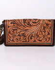 American Darling Organiser Hair-On Hand Tooled Genuine Leather Women Bag Western Handbag Purse
