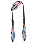 HILASON Western Horse Genuine Leather Printed One Ear Headstall Black
