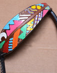 HILASON Western Horse Genuine Leather Printed One Ear Headstall Black