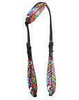 HILASON Western Horse Genuine Leather Printed One Ear Headstall Black
