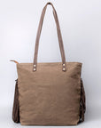 OHLAY KB512 TOTE Upcycled Canvas Embossed Hair-on Genuine Leather women bag western handbag purse