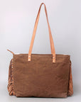 OHLAY KB519 TOTE Upcycled Canvas Hair-on Genuine Leather women bag western handbag purse