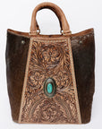 American Darling Hand Tooled Hair On Genuine Leather Women Bag Western Handbag Purse