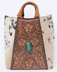 American Darling Hand Tooled Hair On Genuine Leather Women Bag Western Handbag Purse