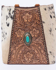 American Darling Hand Tooled Hair On Genuine Leather Women Bag Western Handbag Purse