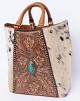American Darling Hand Tooled Hair On Genuine Leather Women Bag Western Handbag Purse