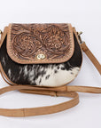 American Darling Hand Tooled Hair On Genuine Leather Women Bag Western Handbag Purse
