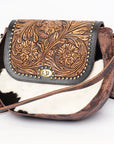 American Darling Hand Tooled Hair On Genuine Leather Women Bag Western Handbag Purse