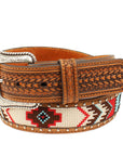 Ariat Western Belt Men Nailhead Fabric Center Round Concho