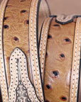 Nocona Leather Mens Belt Basketweave Tooled 1-1/2 In Wide Ostrich Brown