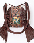 American Darling Hand Tooled Hair On Genuine Leather Women Bag Western Handbag Purse
