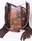 American Darling Hand Tooled Hair On Genuine Leather Women Bag Western Handbag Purse