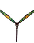 Bar H Equine Horse Genuine Leather Floral Design Hand Painted Tack Set Brown