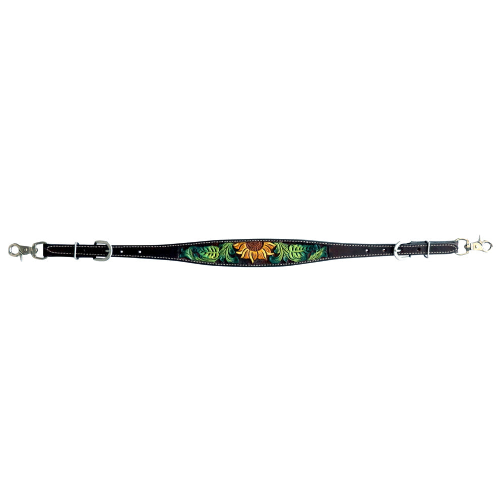 Bar H Equine Horse Genuine Leather Floral Design Hand Painted Tack Set Brown