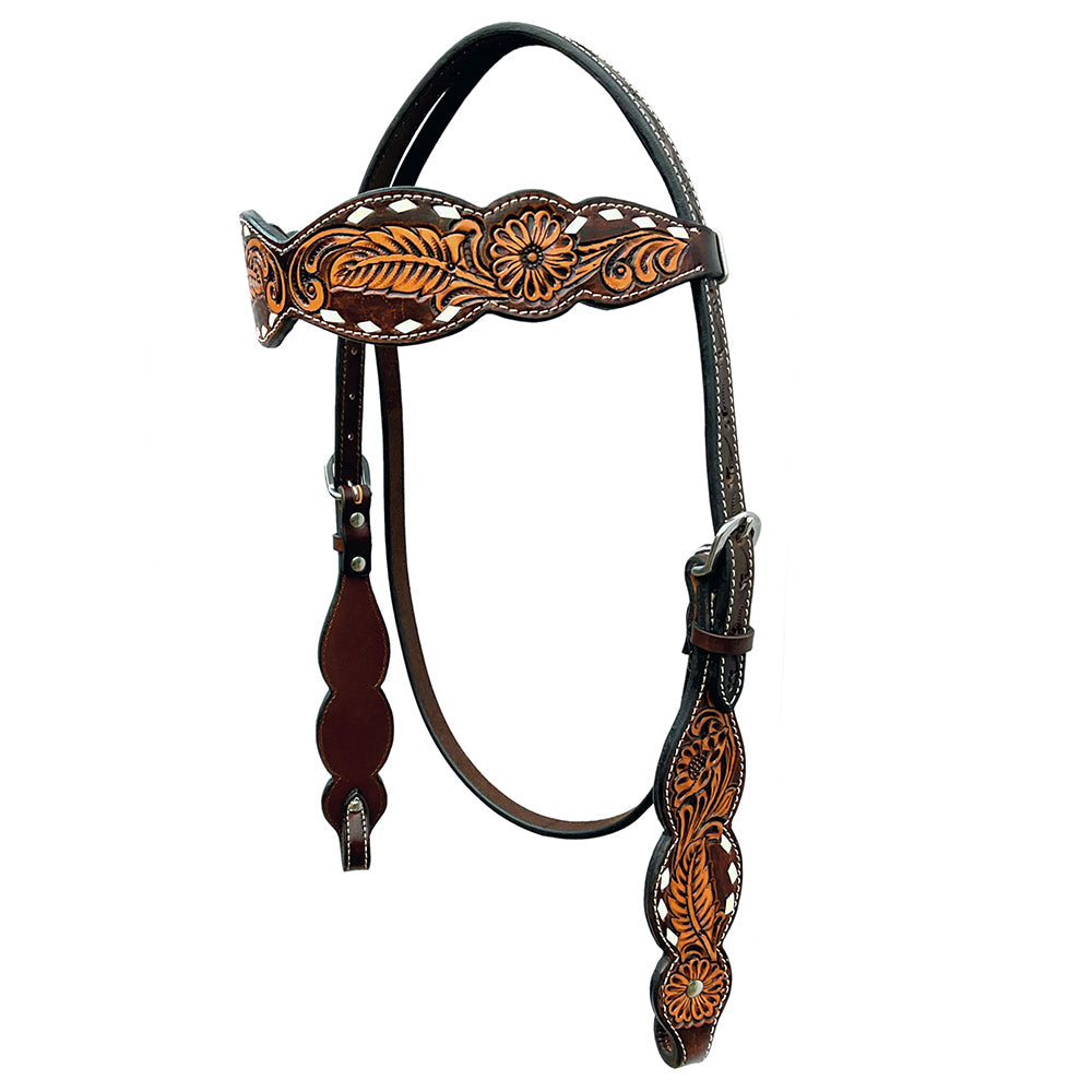 Bar H Equine Genuine Western American Leather Horse Premium Headstall &amp; Breast Collar Set