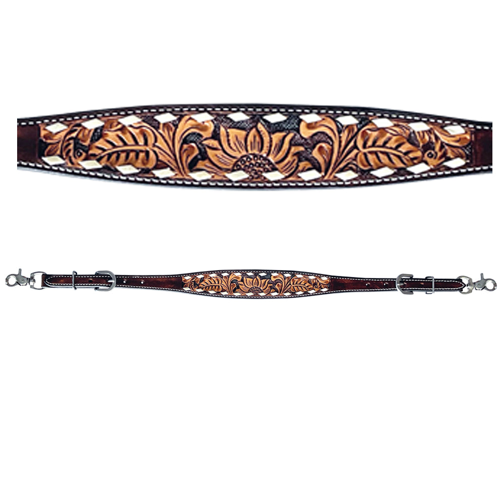 Bar H Equine Genuine Western American Leather Horse Premium Headstall &amp; Breast Collar Set