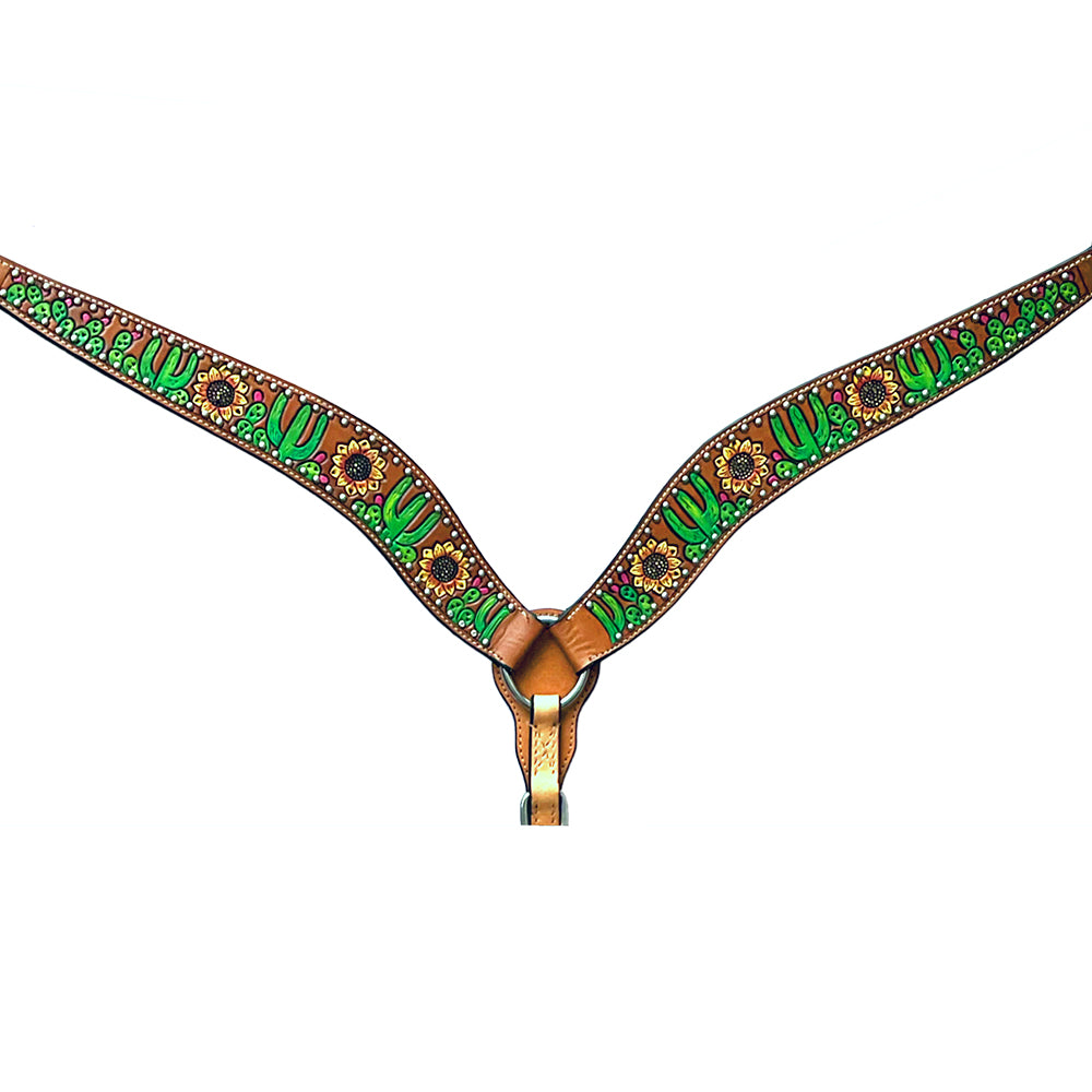 Bar H Equine Genuine Western American Leather Horse Premium Headstall &amp; Breast Collar Set