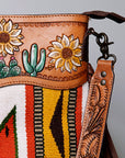 American Darling ADBGZ707 Crossbody Hand Tooled Saddle Blanket Genuine Leather Women Bag Western Handbag Purse