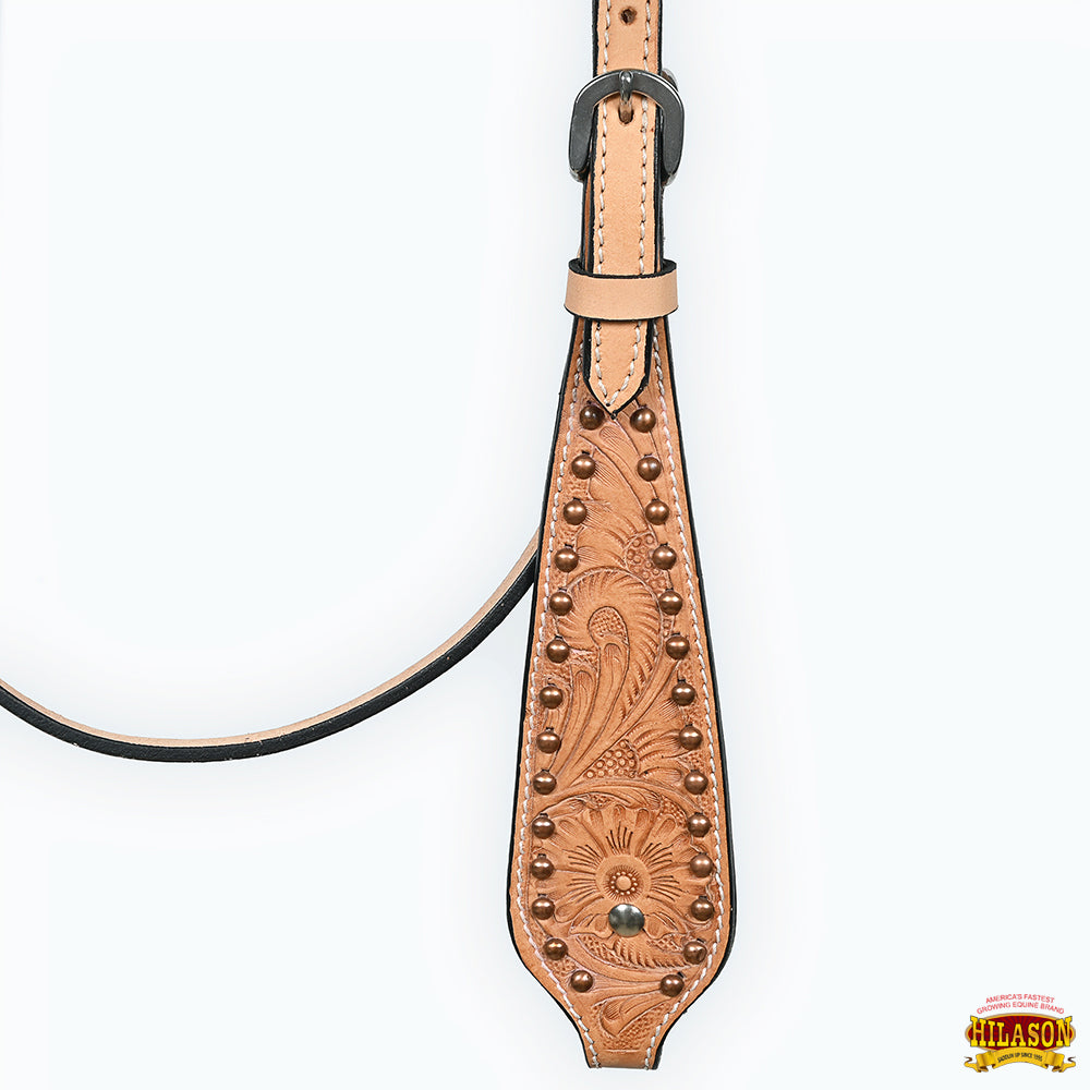 HILASON Western Horse Headstall &amp; Breast Collar American Leather Floral Tan