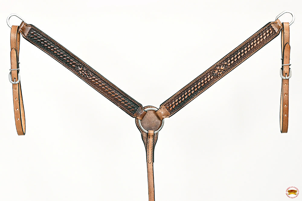 HILASON Western Horse Genuine American Leather Headstall &amp; Breast Collar Set Brown
