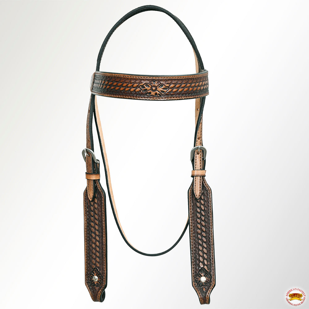 HILASON Western Horse Genuine American Leather Headstall &amp; Breast Collar Set Brown