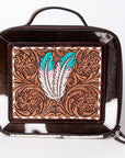 American Darling Jewelry Case Hand Tooled Hair-On Genuine Leather Women Bag Western Handbag Purse