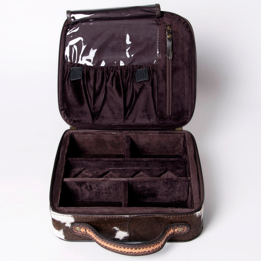 American Darling Jewelry Case Hand Tooled Hair-On Genuine Leather Women Bag Western Handbag Purse