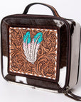 American Darling Jewelry Case Hand Tooled Hair-On Genuine Leather Women Bag Western Handbag Purse
