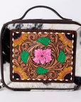 American Darling Jewelry Case Hand Tooled Hair-On Genuine Leather Women Bag Western Handbag Purse