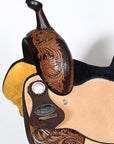 COMFYTACK Horse Barrel Racing American Leather Saddle Floral Dark Brown
