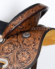 COMFYTACK Horse Barrel Racing American Leather Saddle Floral Dark Brown