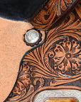 COMFYTACK Horse Barrel Racing American Leather Saddle Floral Dark Brown