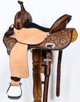 COMFYTACK Horse Barrel Racing American Leather Saddle Floral Dark Brown