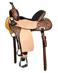 COMFYTACK Horse Barrel Racing American Leather Saddle Floral Dark Brown