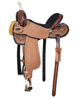 Comfytack Western Horse Barrel Racing Trail Pleasure American Leather Saddle Tack Set With Reins Dark Brown