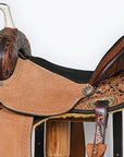 Comfytack Western Horse Barrel Racing Trail Pleasure American Leather Saddle Tack Set With Reins Dark Brown