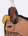 Comfytack Western Horse Barrel Racing Trail Pleasure American Leather Saddle Tack Set With Reins Dark Brown