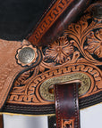 Comfytack Western Horse Barrel Racing Trail Pleasure American Leather Saddle Tack Set With Reins Dark Brown