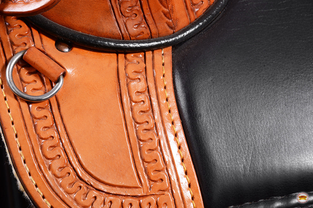17 In HILASON Western Horse Treeless Trail Barrel Saddle American Leather Tan