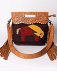 American Darling Clutch Hand Tooled Hair on Genuine Leather Western Women Bag Handbag Purse | Purses for Cute