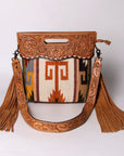 American Darling Clutch Hand Tooled Saddle Blanket Fabric Genuine Leather Western Women Bag Handbag Purse | Purses for Cute