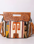 American Darling Clutch Hand Tooled Saddle Blanket Fabric Genuine Leather Western Women Bag Handbag Purse | Purses for Cute
