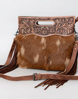 American Darling Clutch Hand Tooled Saddle Blanket Fabric Genuine Leather Western Women Bag Handbag Purse | Purses for Cute