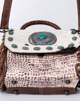 American Darling Briefcase Crocodile Embossed Hair on Genuine Leather Western Women Bag Handbag | for Cute Laptop
