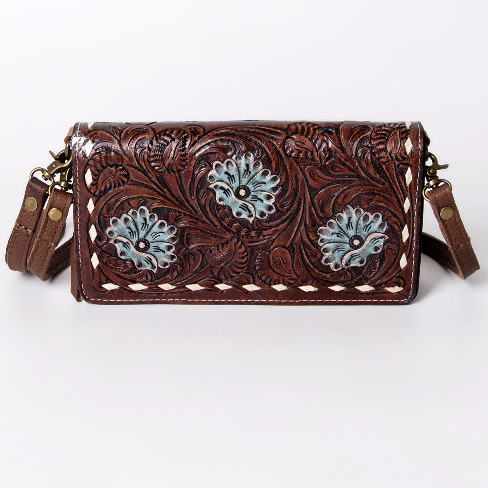 American Darling Organiser Hair-On Hand Tooled Genuine Leather Women Bag Western Handbag Purse