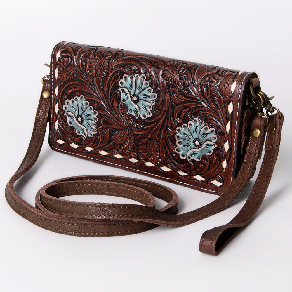 American Darling Organiser Hair-On Hand Tooled Genuine Leather Women Bag Western Handbag Purse