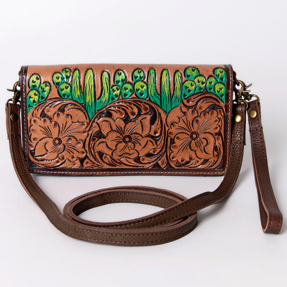 American Darling Organiser Hair-On Hand Tooled Genuine Leather Women Bag Western Handbag Purse