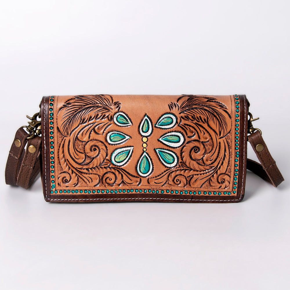 American Darling Organiser Hair-On Hand Tooled Genuine Leather Women Bag Western Handbag Purse