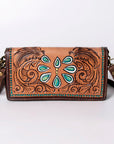 American Darling Organiser Hair-On Hand Tooled Genuine Leather Women Bag Western Handbag Purse